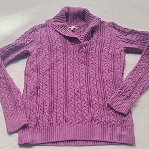 Croft & Barrow Plum Cable Knit Cowl Neck Sweater
